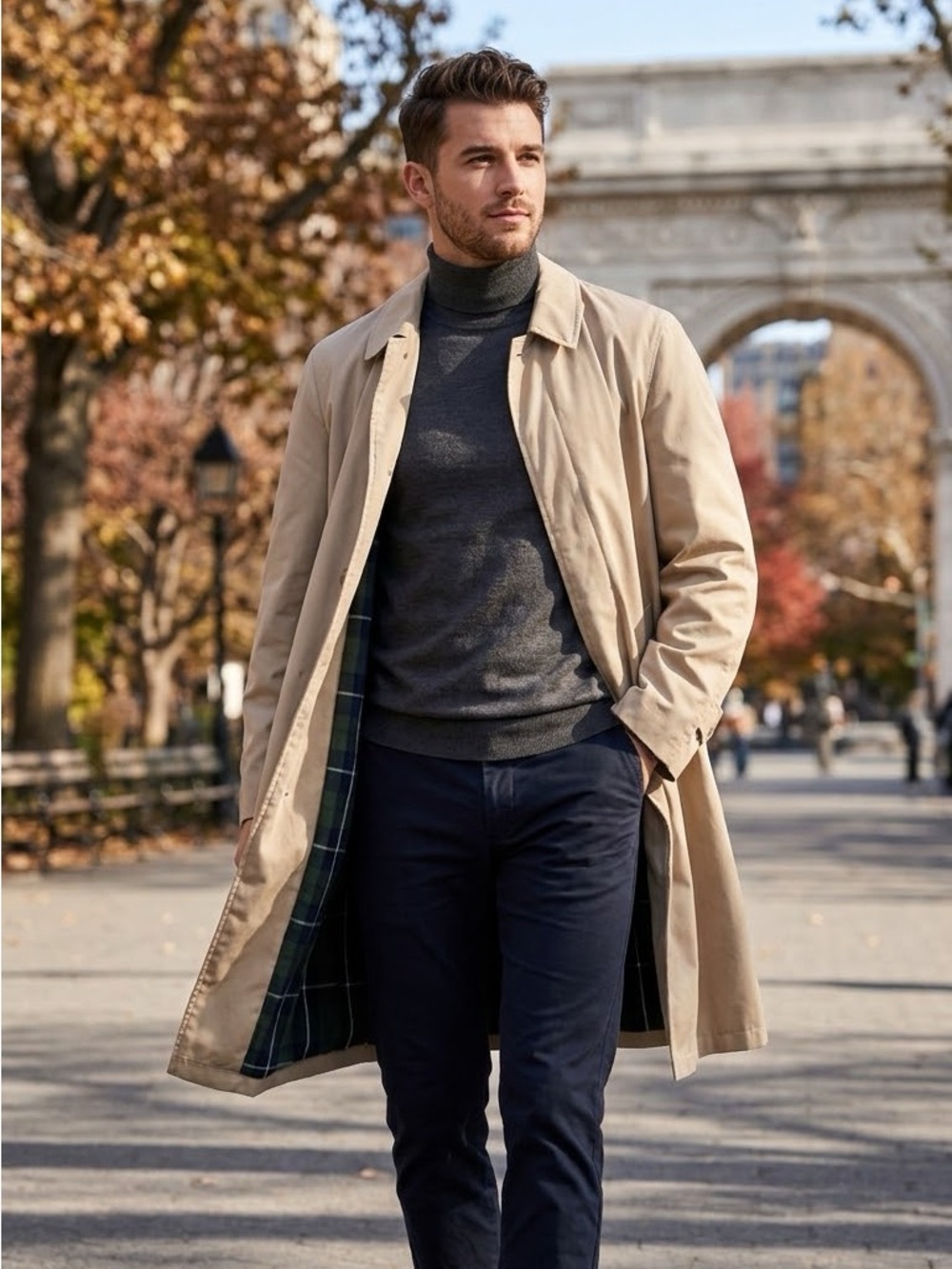 Unisex Beige Trench Coat - Classic Lightweight Overcoat